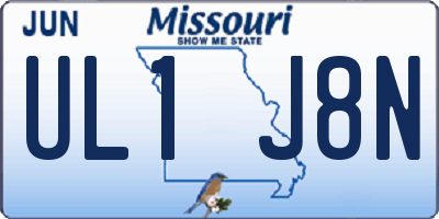 MO license plate UL1J8N