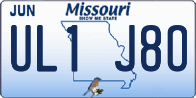 MO license plate UL1J8O