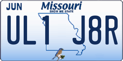 MO license plate UL1J8R