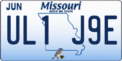 MO license plate UL1J9E