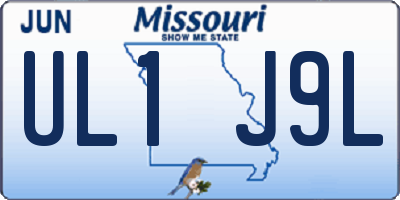 MO license plate UL1J9L