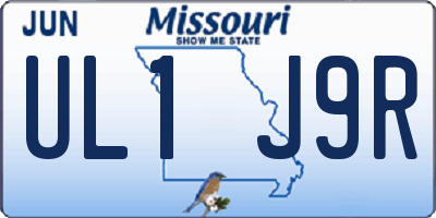 MO license plate UL1J9R