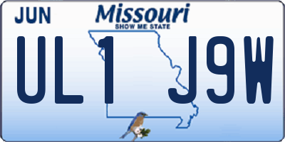 MO license plate UL1J9W