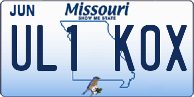 MO license plate UL1K0X