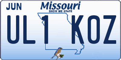MO license plate UL1K0Z