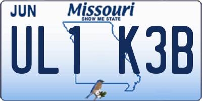 MO license plate UL1K3B