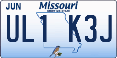MO license plate UL1K3J