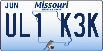 MO license plate UL1K3K