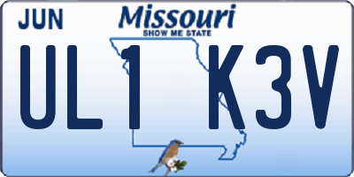 MO license plate UL1K3V