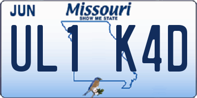 MO license plate UL1K4D