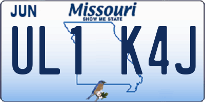 MO license plate UL1K4J
