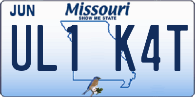 MO license plate UL1K4T