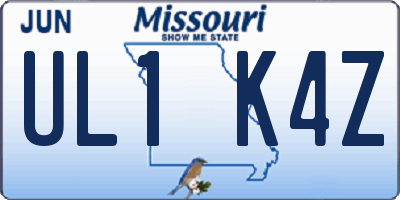 MO license plate UL1K4Z