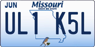 MO license plate UL1K5L