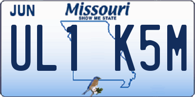 MO license plate UL1K5M