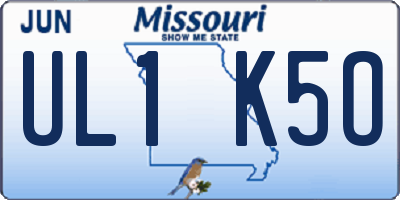 MO license plate UL1K5O