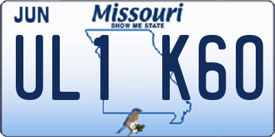 MO license plate UL1K6O