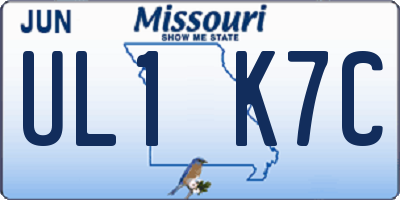 MO license plate UL1K7C