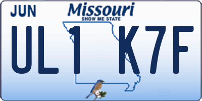 MO license plate UL1K7F