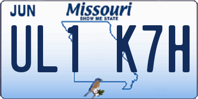 MO license plate UL1K7H