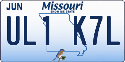 MO license plate UL1K7L