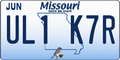 MO license plate UL1K7R
