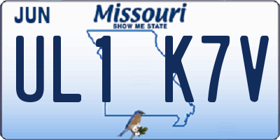 MO license plate UL1K7V