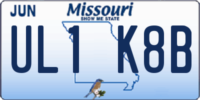 MO license plate UL1K8B