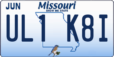MO license plate UL1K8I