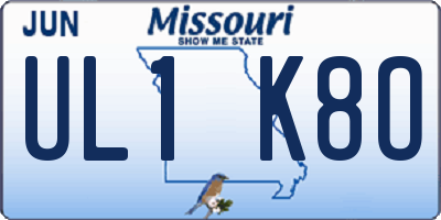MO license plate UL1K8O