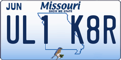 MO license plate UL1K8R