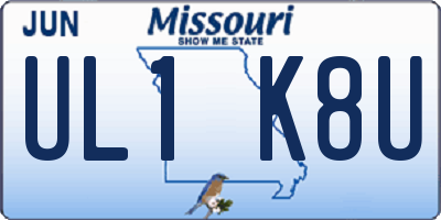 MO license plate UL1K8U