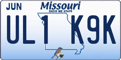 MO license plate UL1K9K