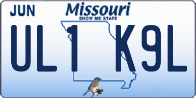 MO license plate UL1K9L