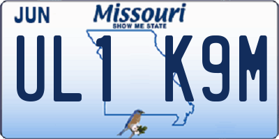 MO license plate UL1K9M