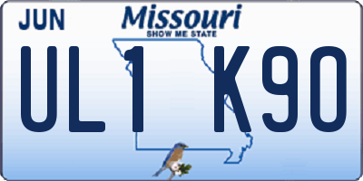 MO license plate UL1K9O