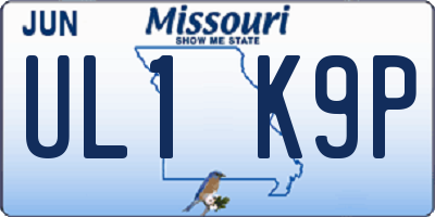 MO license plate UL1K9P