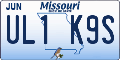 MO license plate UL1K9S