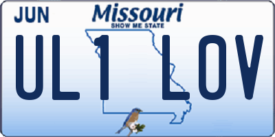 MO license plate UL1L0V