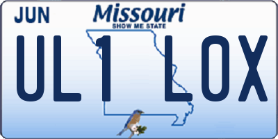 MO license plate UL1L0X