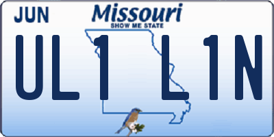 MO license plate UL1L1N