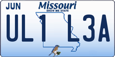 MO license plate UL1L3A