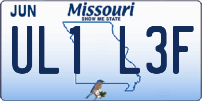 MO license plate UL1L3F