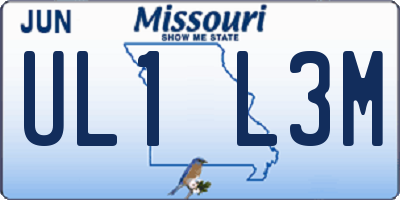 MO license plate UL1L3M