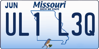 MO license plate UL1L3Q
