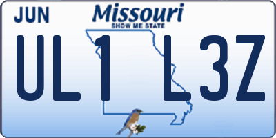 MO license plate UL1L3Z