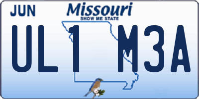 MO license plate UL1M3A