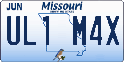 MO license plate UL1M4X