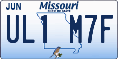 MO license plate UL1M7F