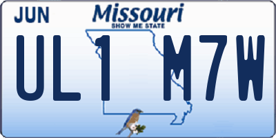 MO license plate UL1M7W